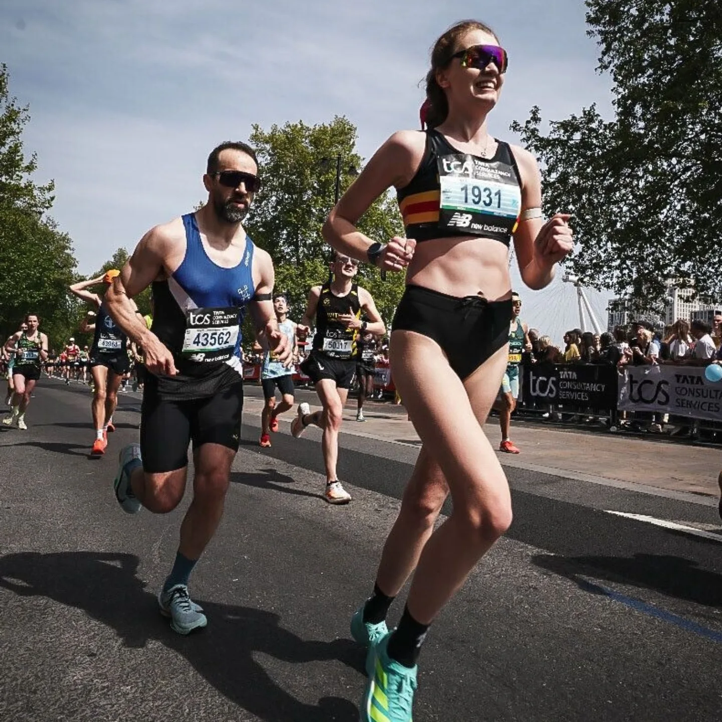 Athlete running on a road