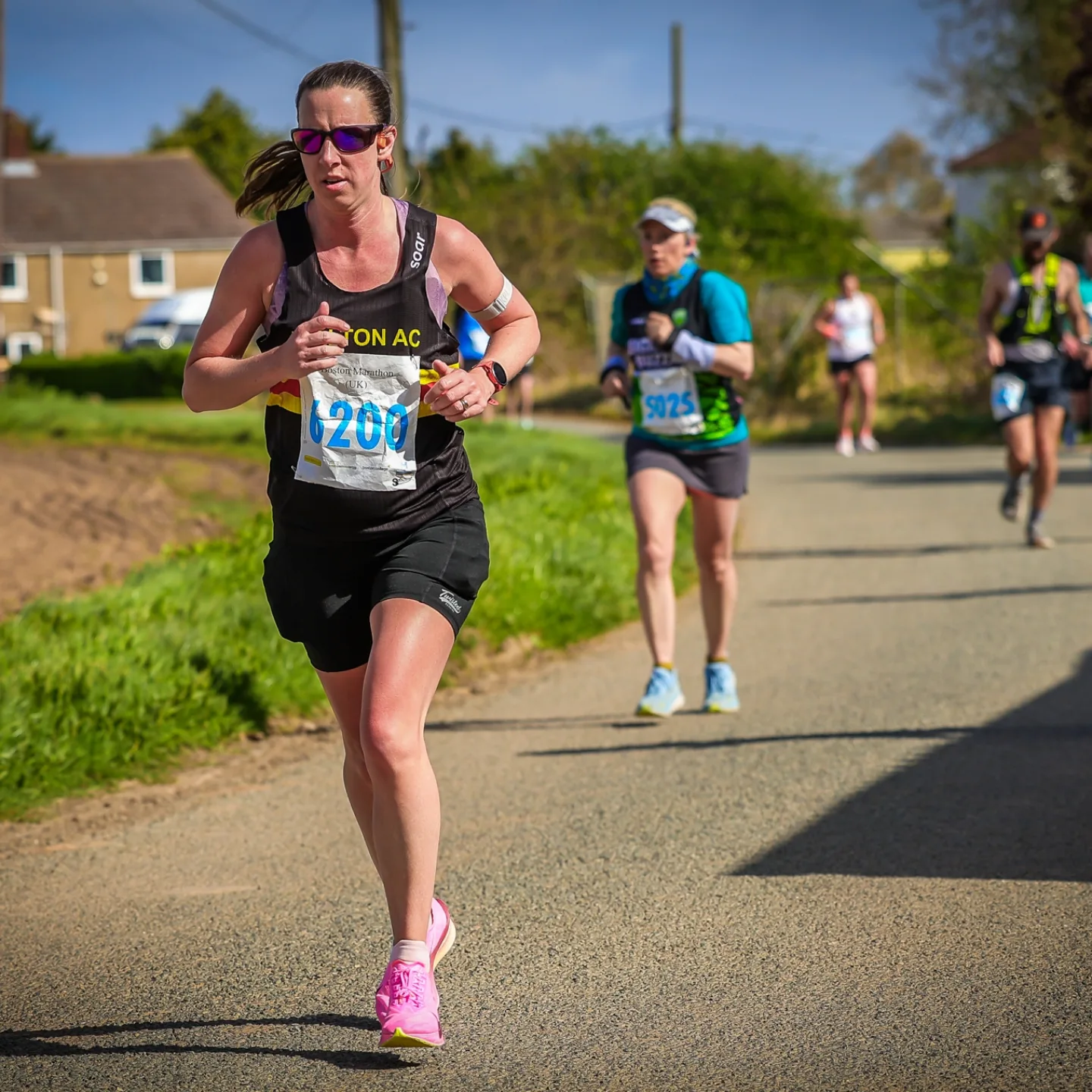 Athlete running on a road